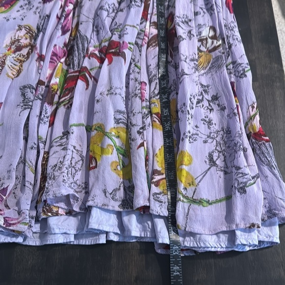 Anthropologie Lavender Floral Midi Dress Smock Back Waistband Size 8 - Picture 9 of 11